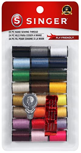 SINGER 00264 Polyester Hand Sewing Thread, Assorted Colors, 24 Mini-Spools, 720 Foot (Pack of 1) - TiquesandFleas at The Gray Market