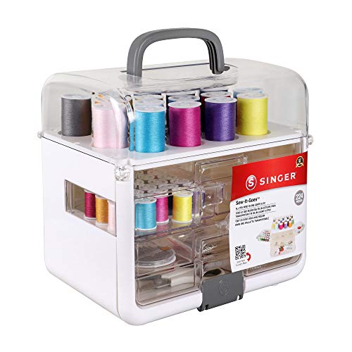 Singer Sew-It-Goes, 224 Piece - Sewing Kit & Craft Organizer - Sewing Case Storage with Machine Sewing Thread, White - TiquesandFleas at The Gray Market