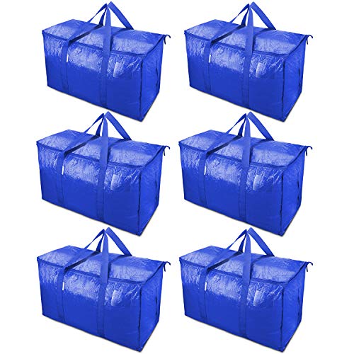 TICONN 6 Pack Extra Large Moving Bags with Zippers & Carrying Handles, Heavy-Duty Storage Tote for Space Saving Moving Storage - TiquesandFleas at The Gray Market